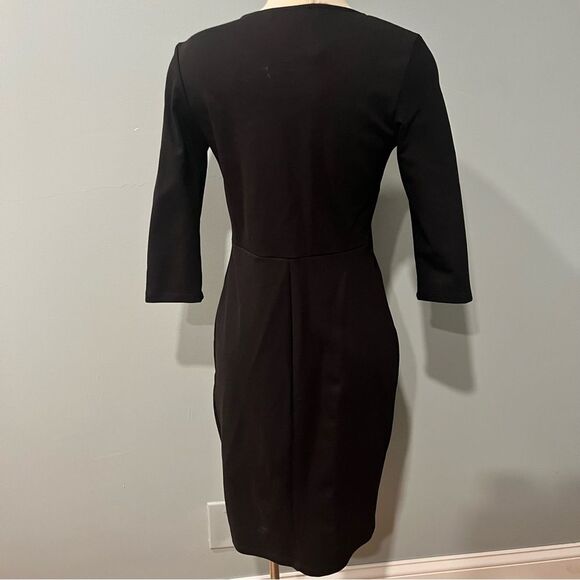 Hello Miz Black 3/4 Sleeve Round Neck Front Pleat Maternity Dress Size Small - Picture 5 of 7